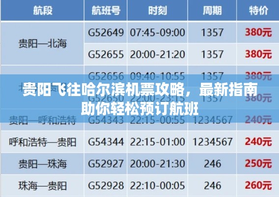 贵阳飞往哈尔滨机票攻略，最新指南助你轻松预订航班